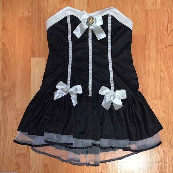 French Maid Costume Sz L W/ Thigh High Stocking Sz O/S - Picture 3 of 5